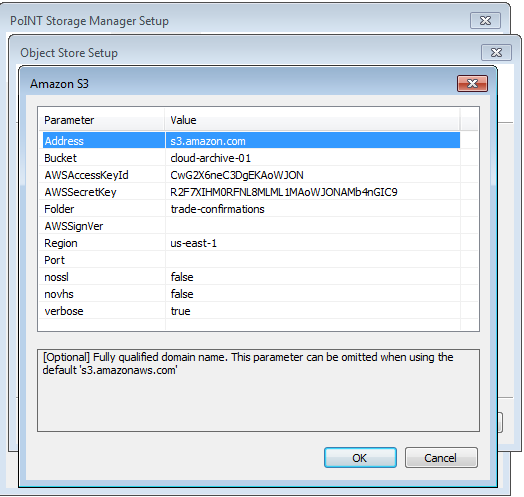 Configuring Logon Credentials for Archiving Files to Amazon S3 Cloud Storage