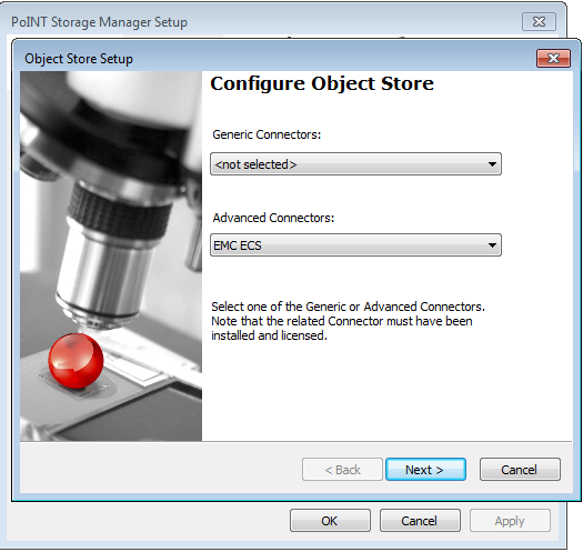 Configuring Object Store - Selecting EMC Elastic Cloud Storage